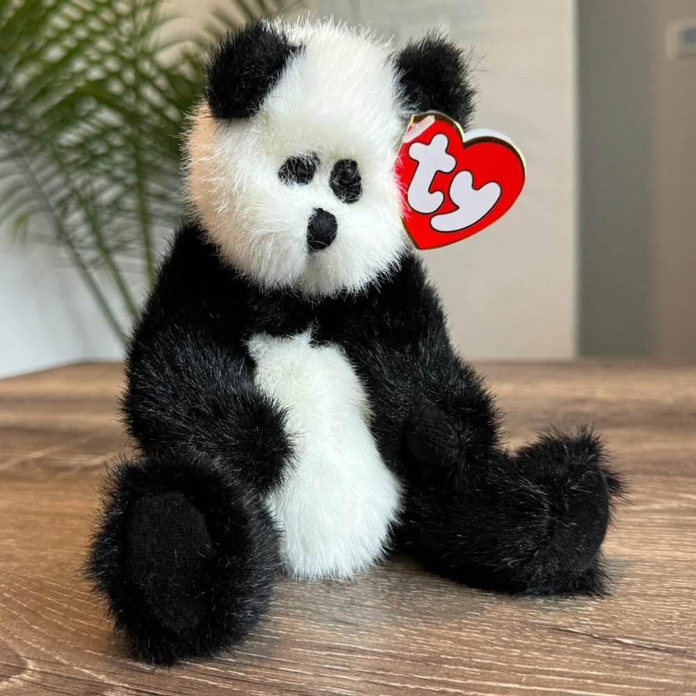 Ty Beanies The Attic Treasure Collection "Checkers" Panda.